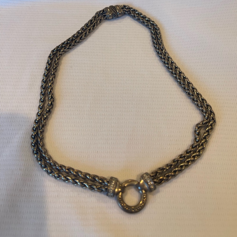 David Yurman sterling silver diamond necklace clasp is still in great shape